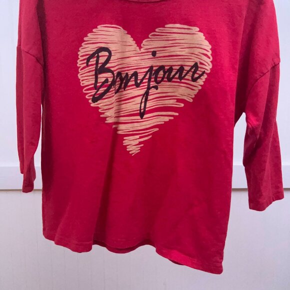 Forever 21 | Red Heart Bonjour Graphic Pullover Sweater | Women's L | Casual - Picture 5 of 9
